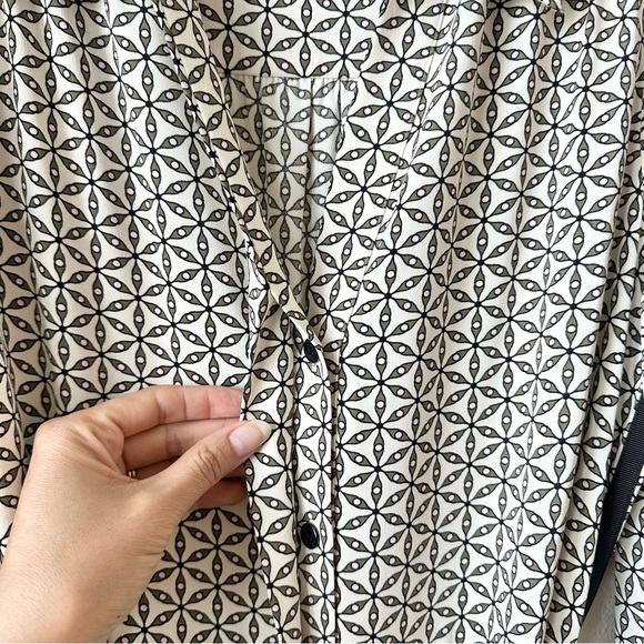 ME+EM Geo Flower Print Belted Midi Shirt Dress Cream Size 6 - Picture 7 of 10